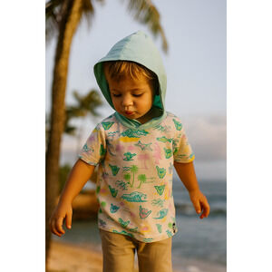 Rags to Raches Hooded Tropical Beach Shark‎ Hang Loose T-Shirt Size 2T Unisex